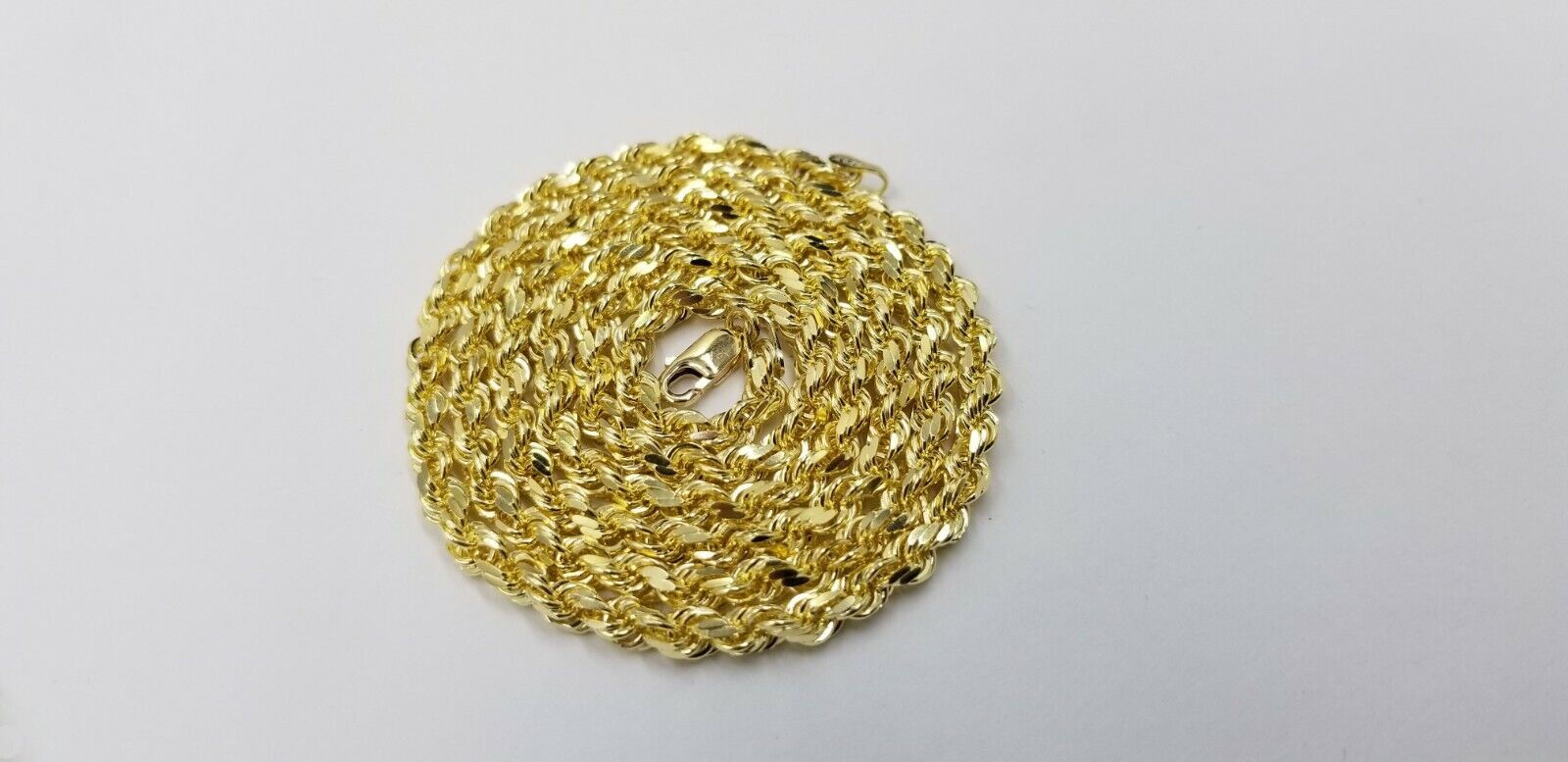 SOLID 5mm 20" 10k Yellow Gold Rope Chain Diamond Cut Men Women Real Brand new - GoldenlinQ