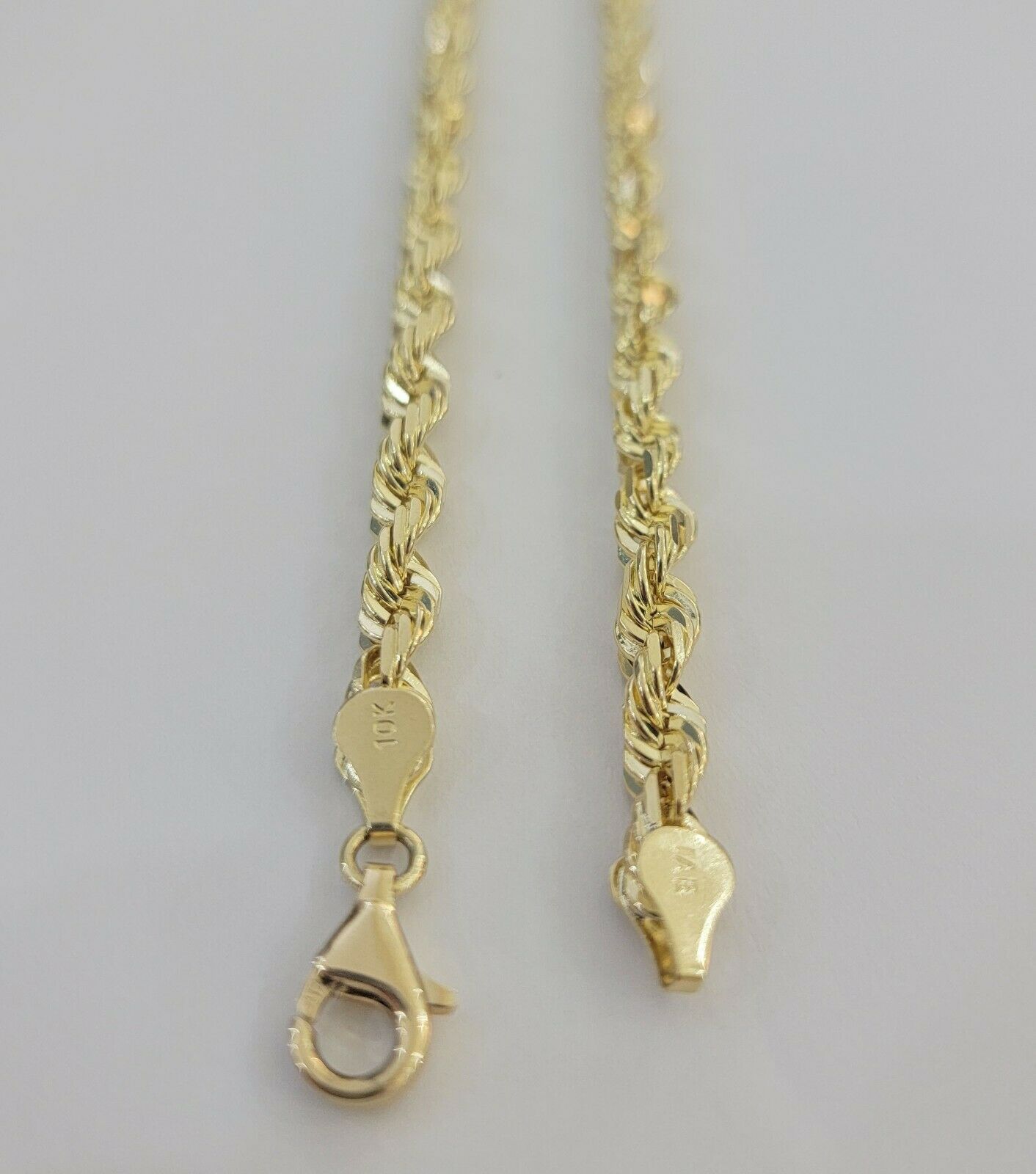 SOLID Gold 10k Rope Chain 5mm 22" - 26" Inch 10kt Yellow Gold Necklace Diamond Cut - GoldenlinQ