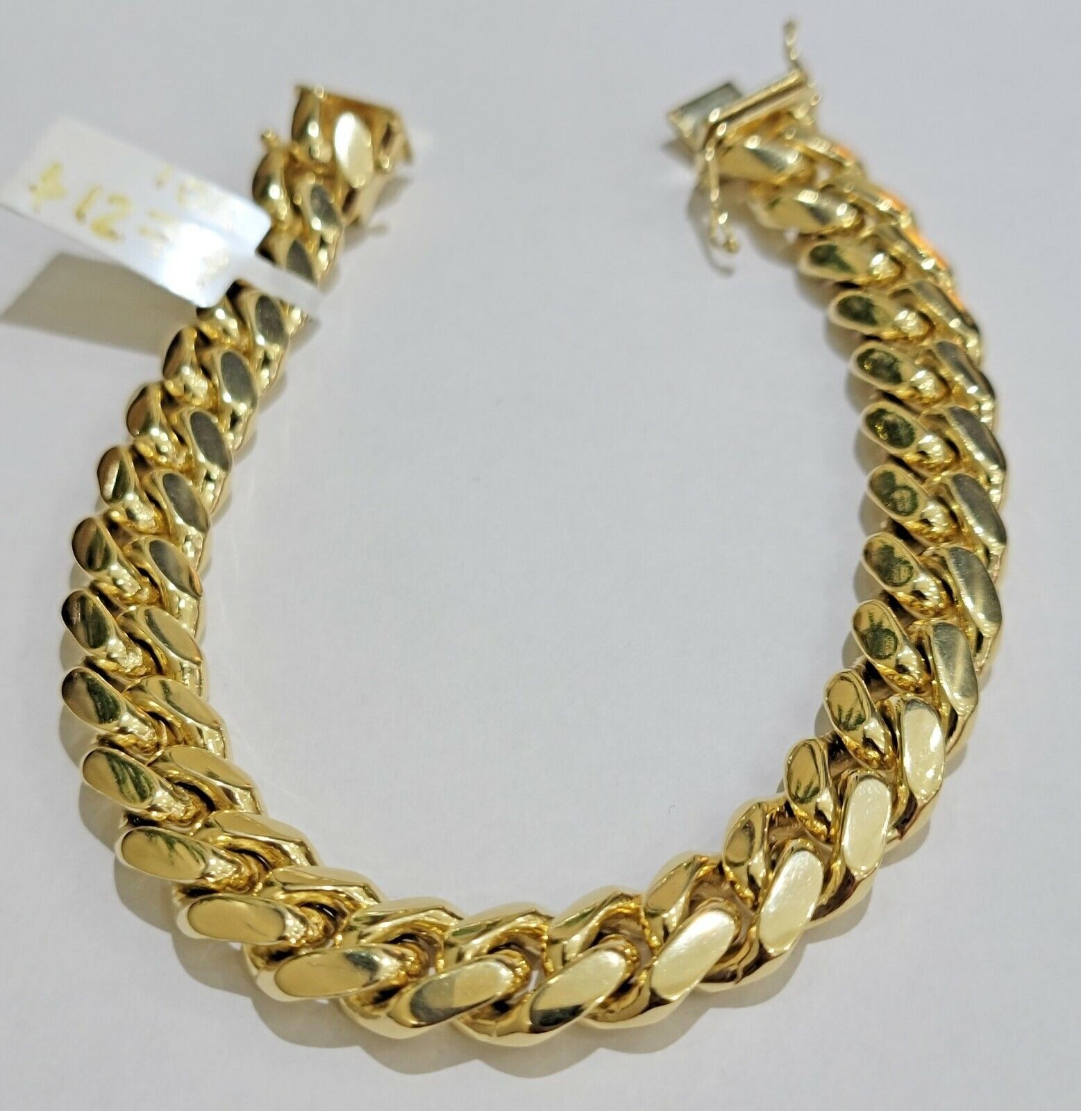 Solid Gold Cuban Link Bracelet 10mm 8" 10k Yellow Gold Miami Cuban Box Lock REAL - GoldenlinQ