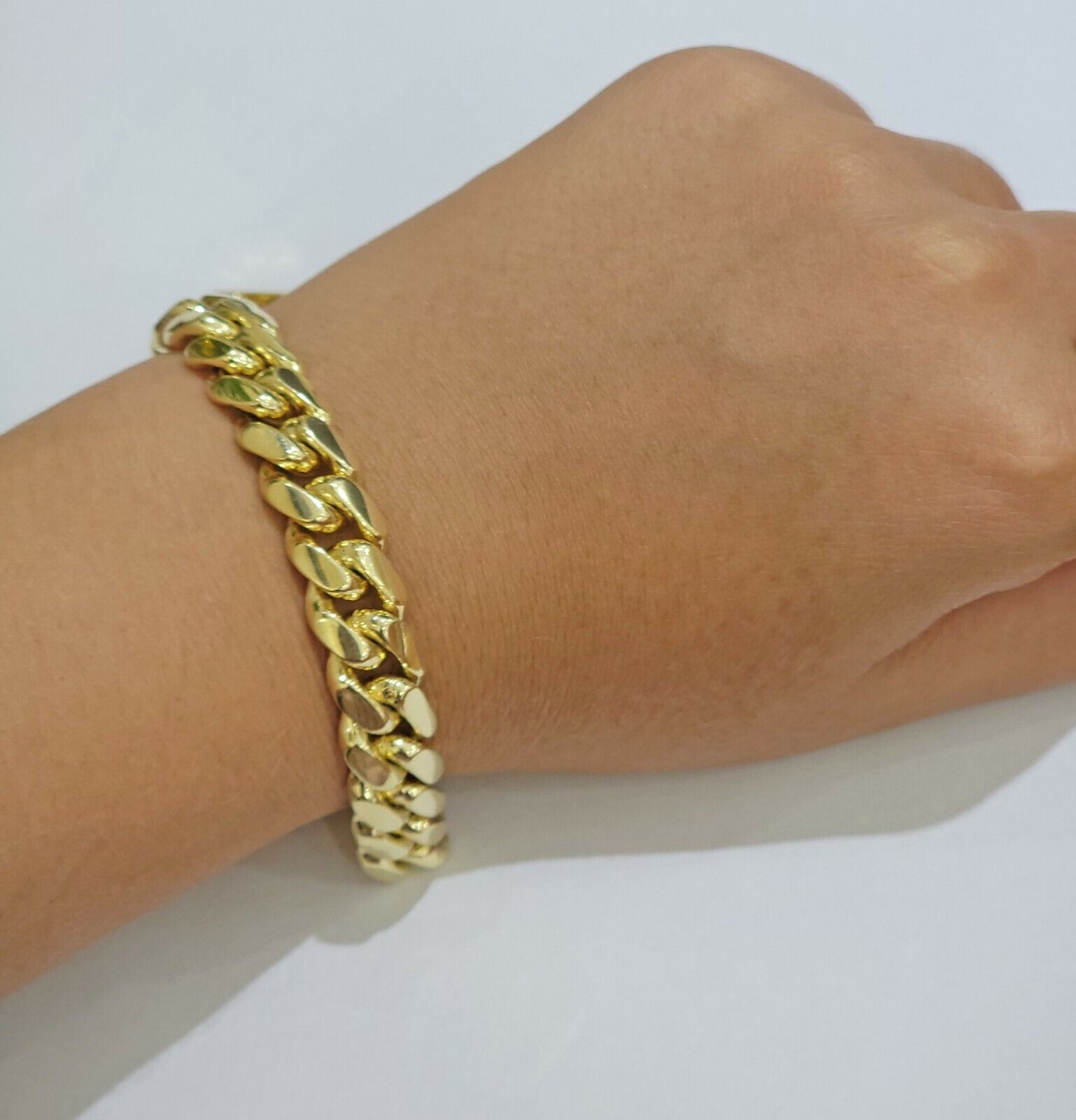 Solid Gold Cuban Link Bracelet 10mm 8" 10k Yellow Gold Miami Cuban Box Lock REAL - GoldenlinQ