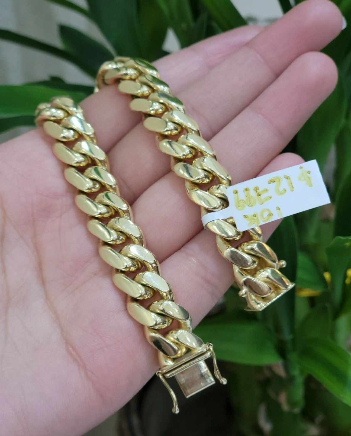 Solid Gold Cuban Link Bracelet 10mm 8.5" 10k Yellow Gold Miami Cuban Box Lc REAL - GoldenlinQ