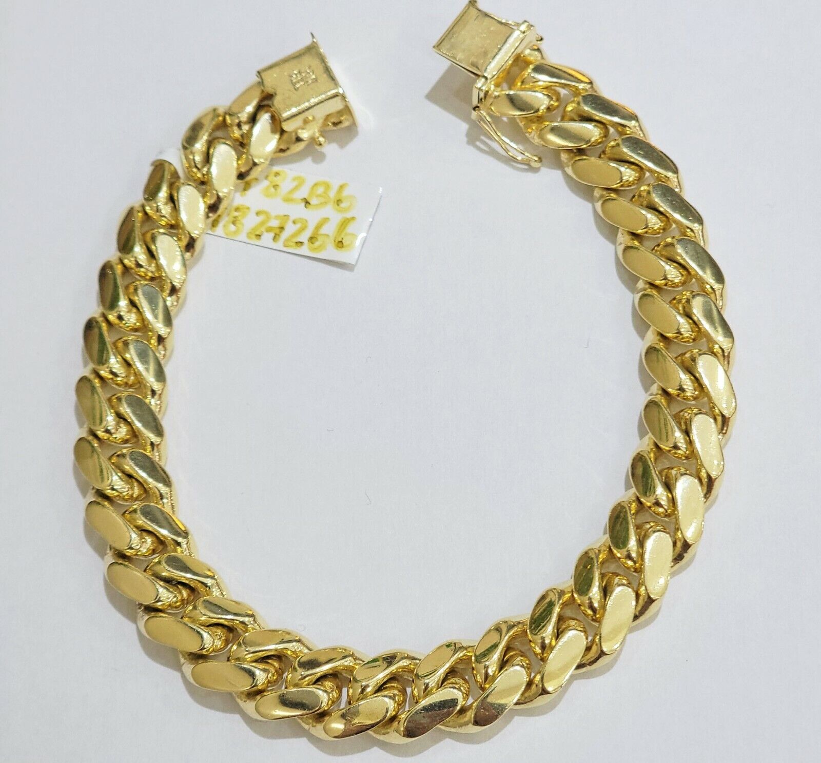 Solid Gold Cuban Link Bracelet 10mm 8.5" 10k Yellow Gold Miami Cuban Box Lc REAL - GoldenlinQ