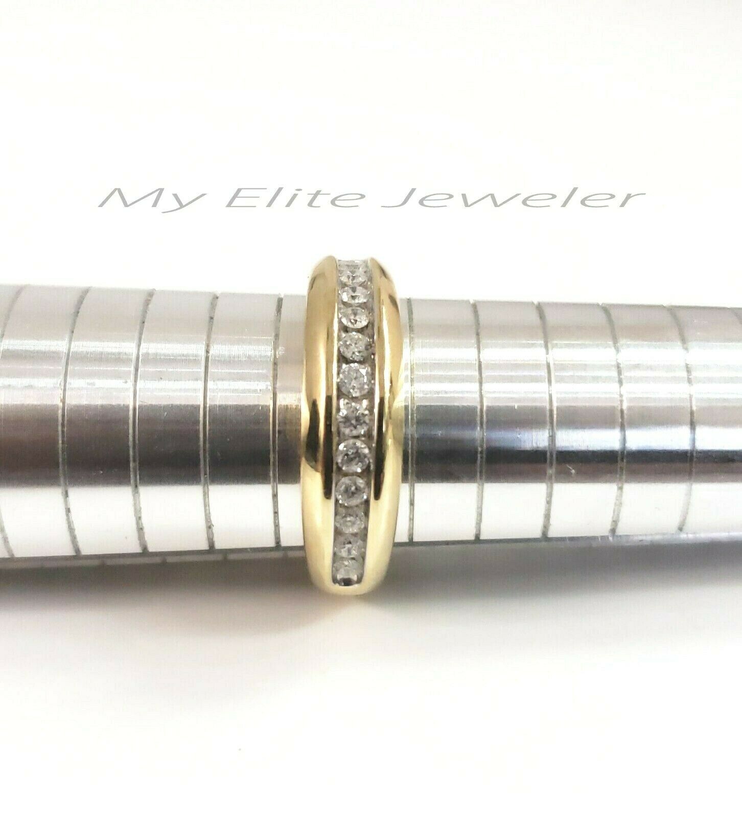 SOLID Gold Mens Diamond Ring Band 10k Yellow Gold Engagement Wedding Anniversary - GoldenlinQ