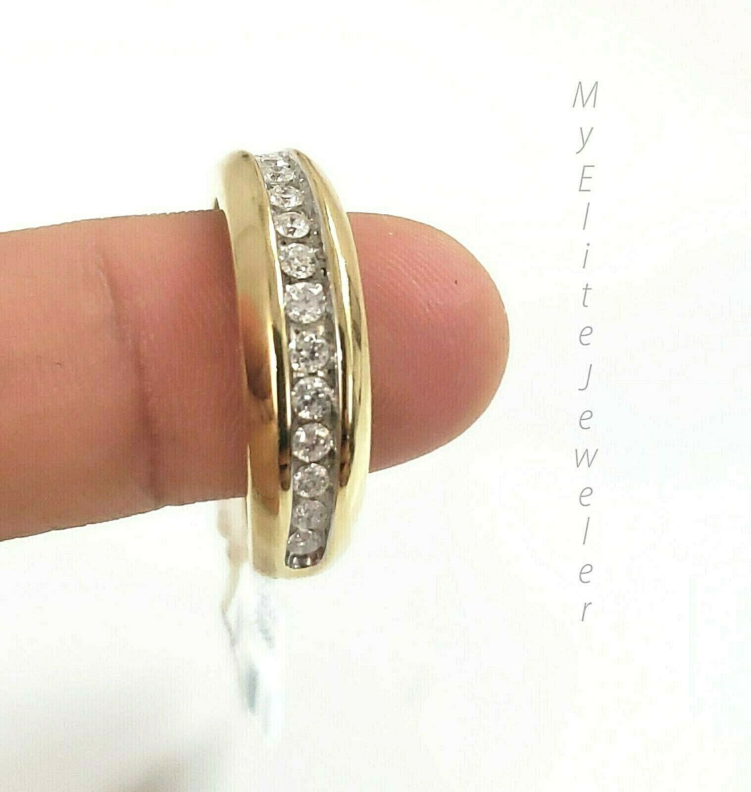 SOLID Gold Mens Diamond Ring Band 10k Yellow Gold Engagement Wedding Anniversary - GoldenlinQ