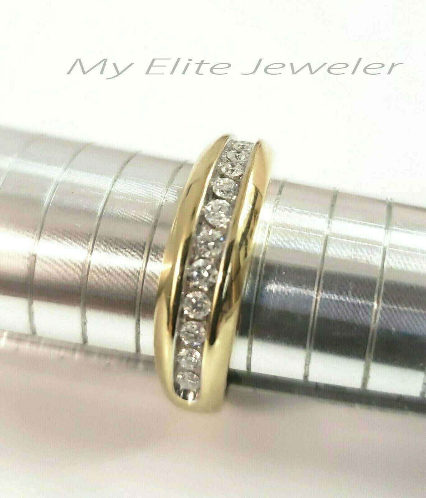 SOLID Gold Mens Diamond Ring Band 10k Yellow Gold Engagement Wedding Anniversary - GoldenlinQ