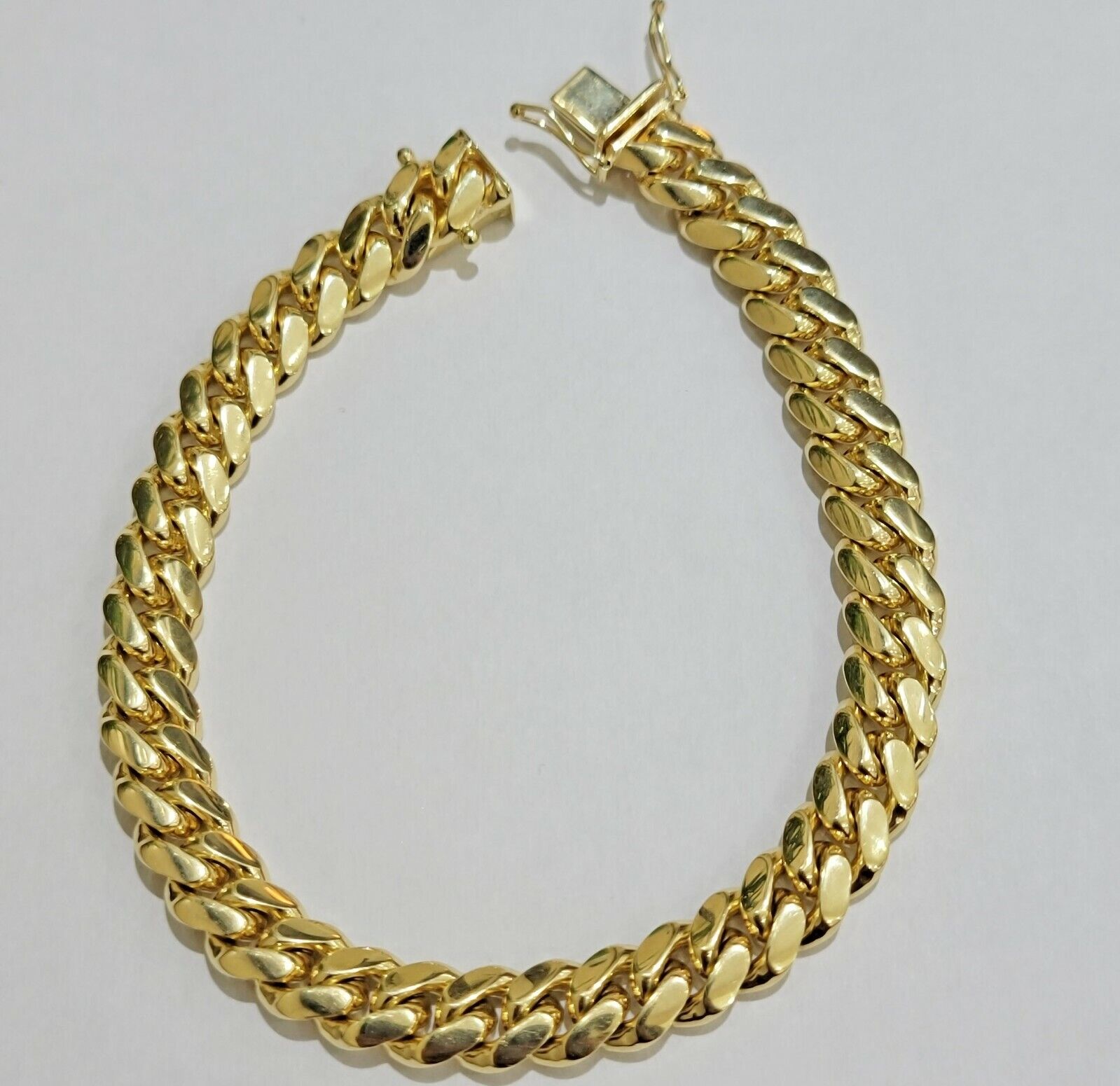 Solid Gold Miami Cuban Link Bracelet 8mm 8" REAL 10k Yellow Gold Box Lock 10kt - GoldenlinQ