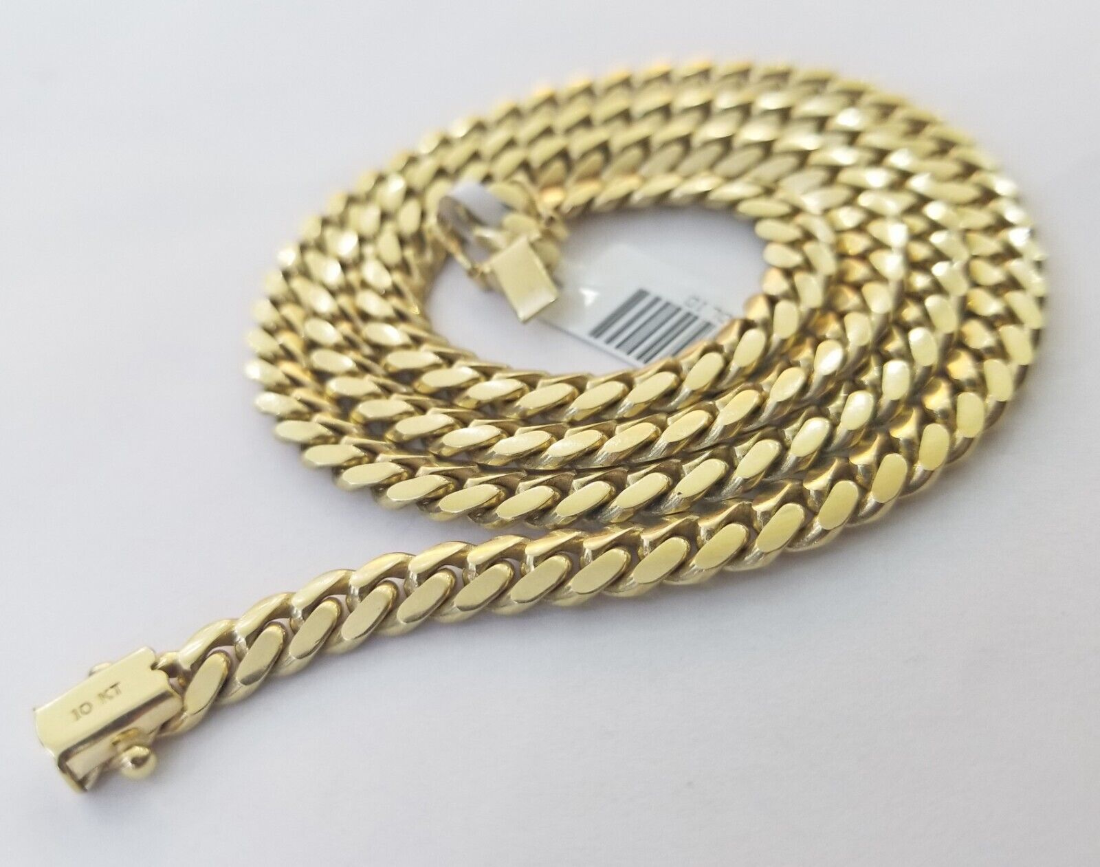 Solid Real 10k Gold Chain Miami Cuban Link 6mm Box Lock 22" Yellow Gold Necklace - GoldenlinQ