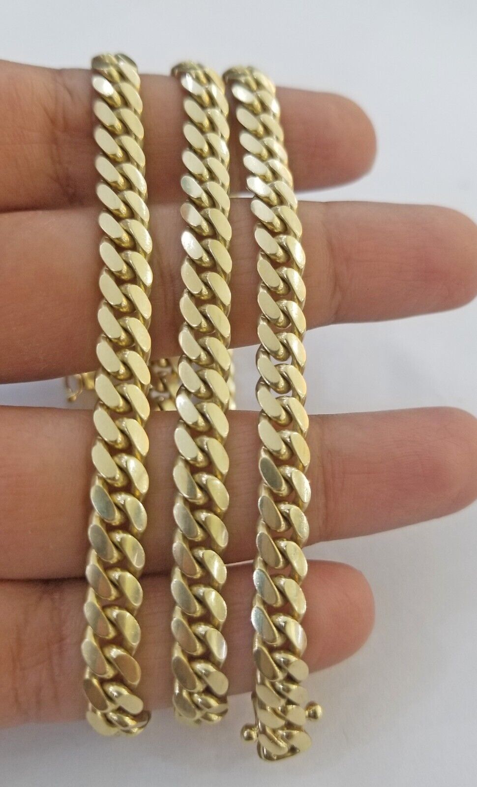 Solid Real 10k Gold Chain Miami Cuban Link 6mm Box Lock 22" Yellow Gold Necklace - GoldenlinQ