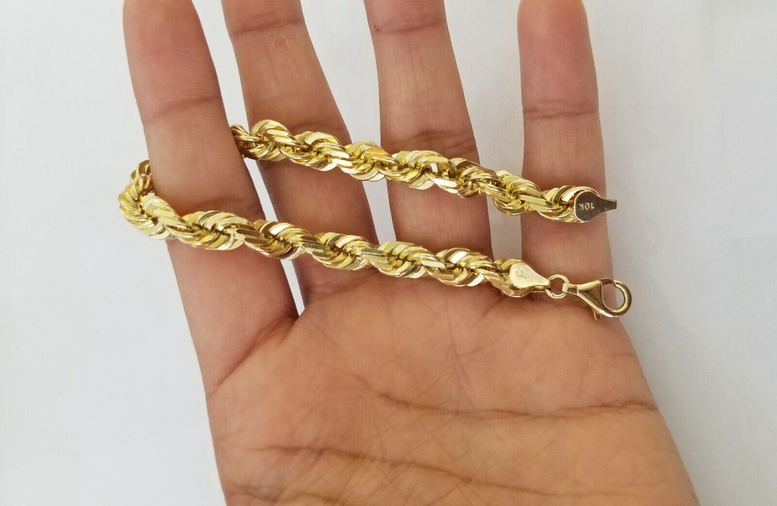 Solid Real 10K Yellow Gold Rope Bracelet 8" Inch 7mm 10kt Real gold men women - GoldenlinQ