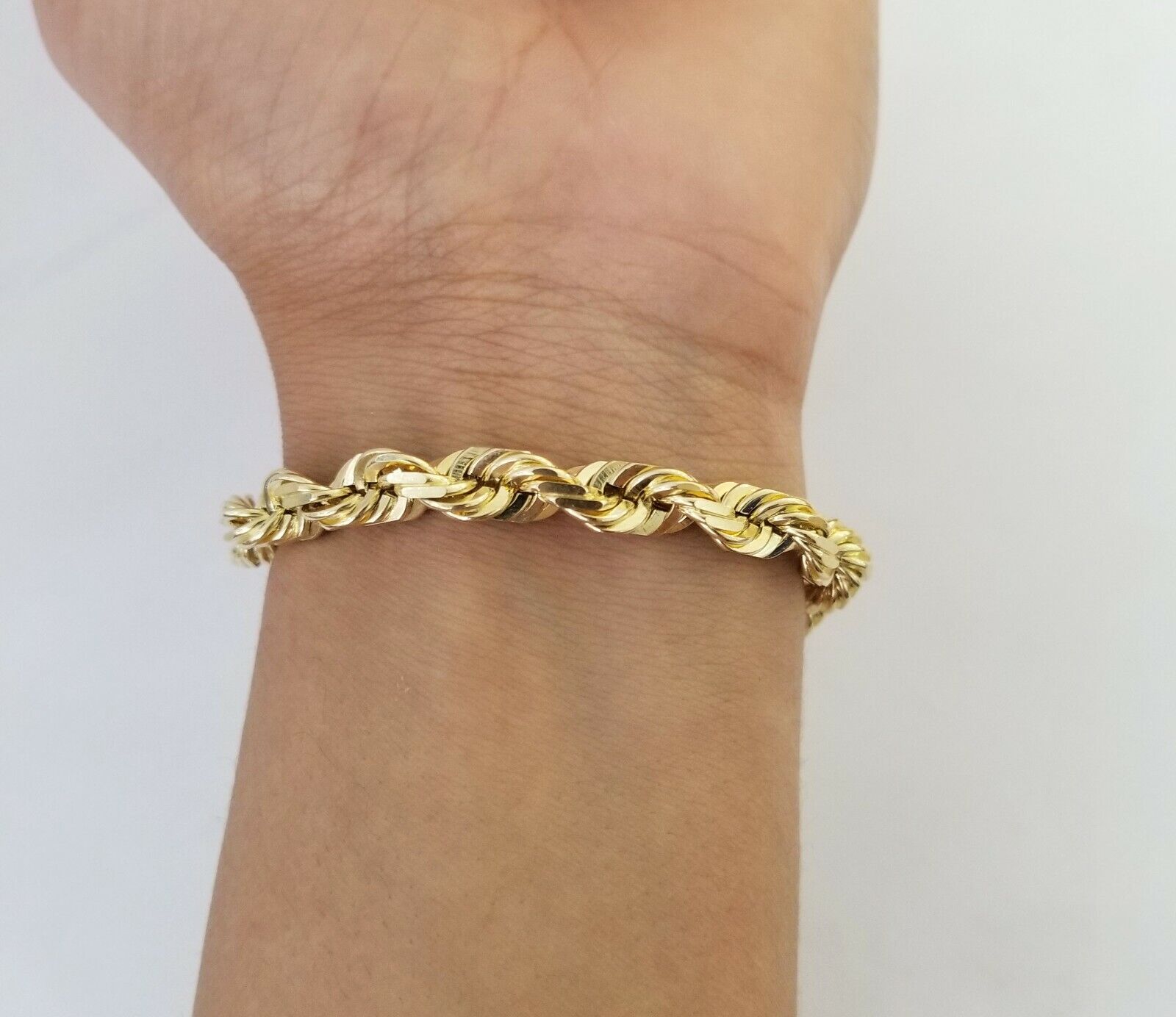 Solid Real 10K Yellow Gold Rope Bracelet 8" Inch 7mm 10kt Real gold men women - GoldenlinQ