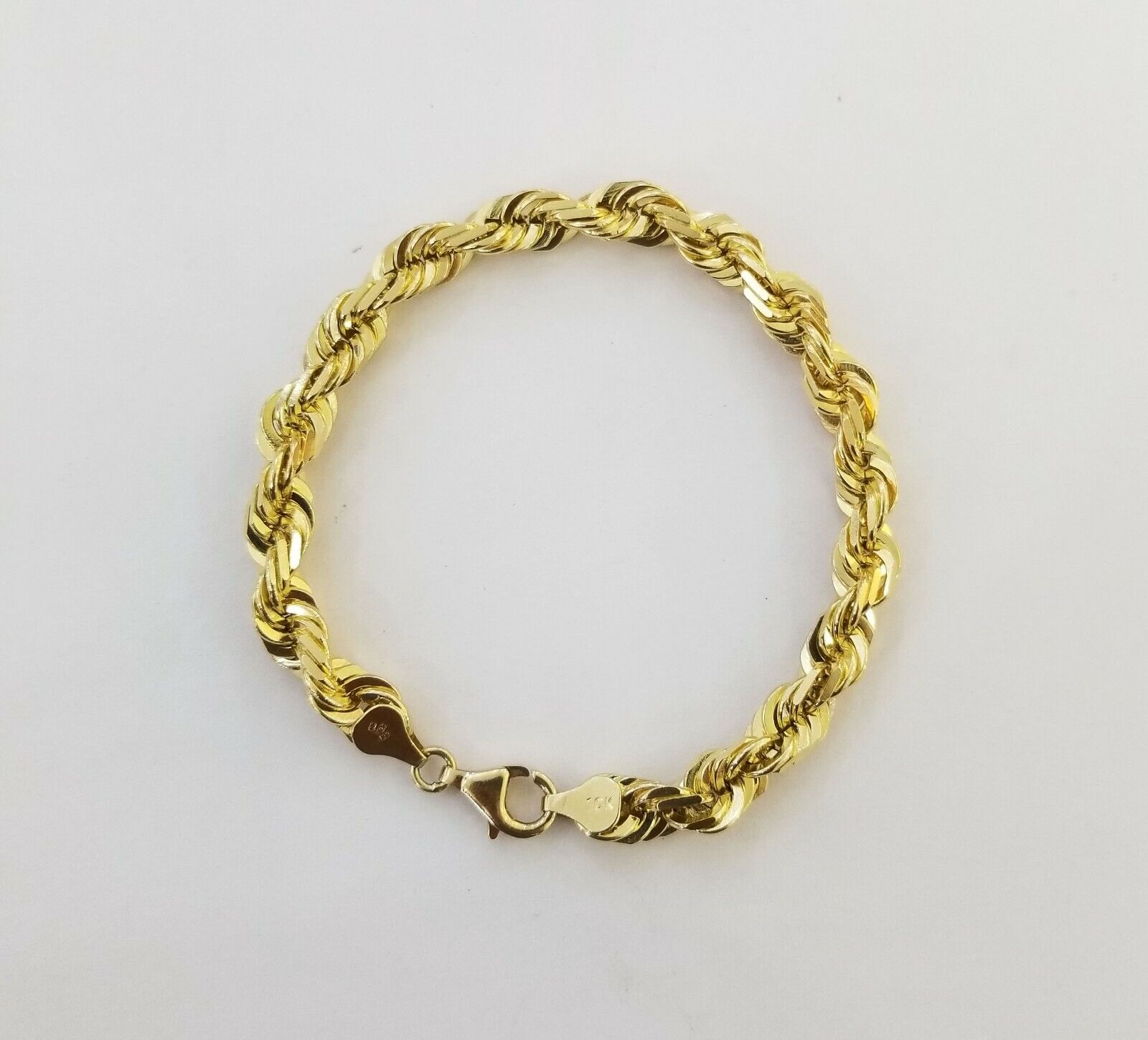 Solid Real 10K Yellow Gold Rope Bracelet 8" Inch 7mm 10kt Real gold men women - GoldenlinQ