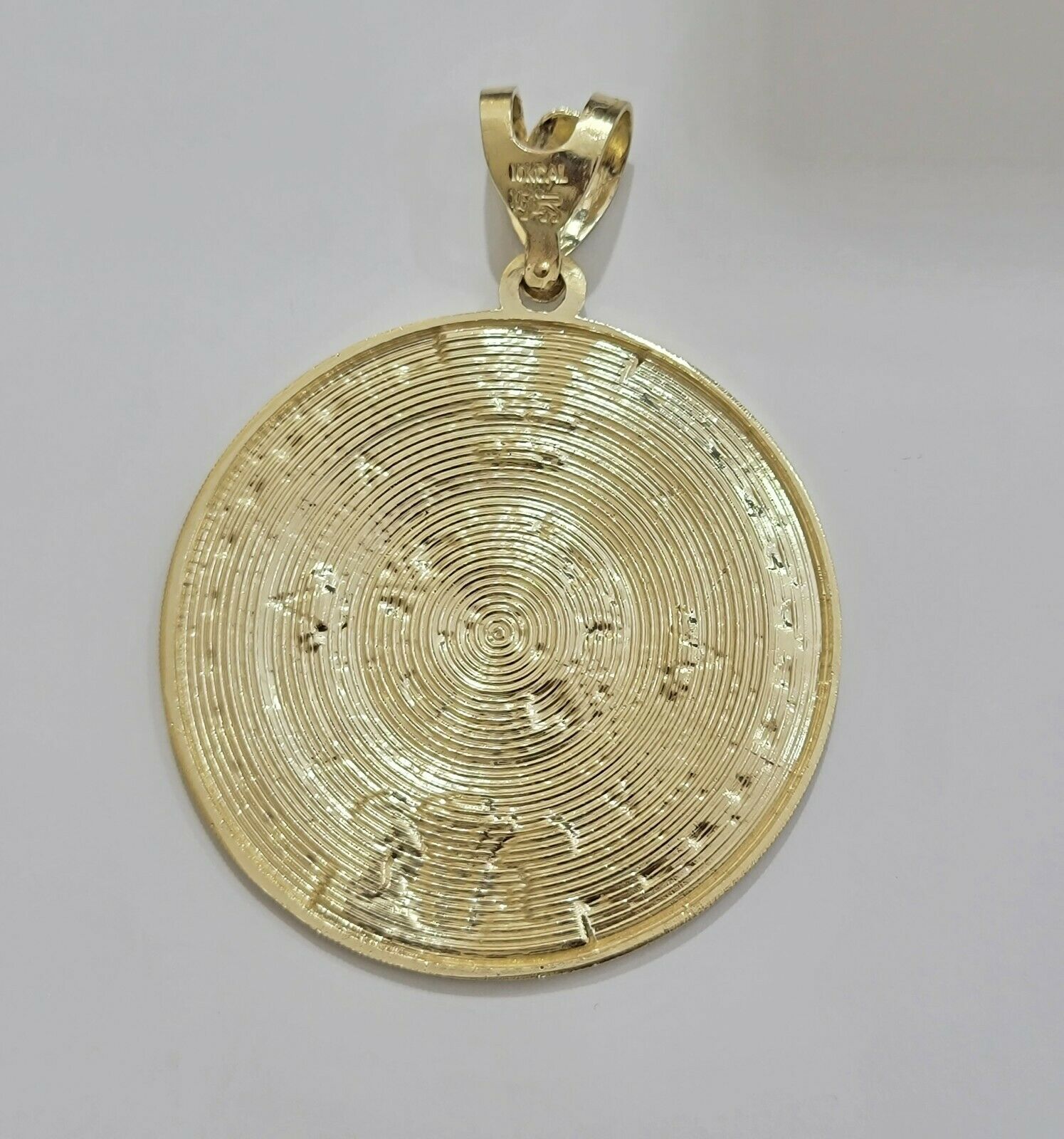 SOLID Real 10kt Yellow Gold Pendant Aztec Mayan Calendar 2.5" Men's Round Charm - GoldenlinQ