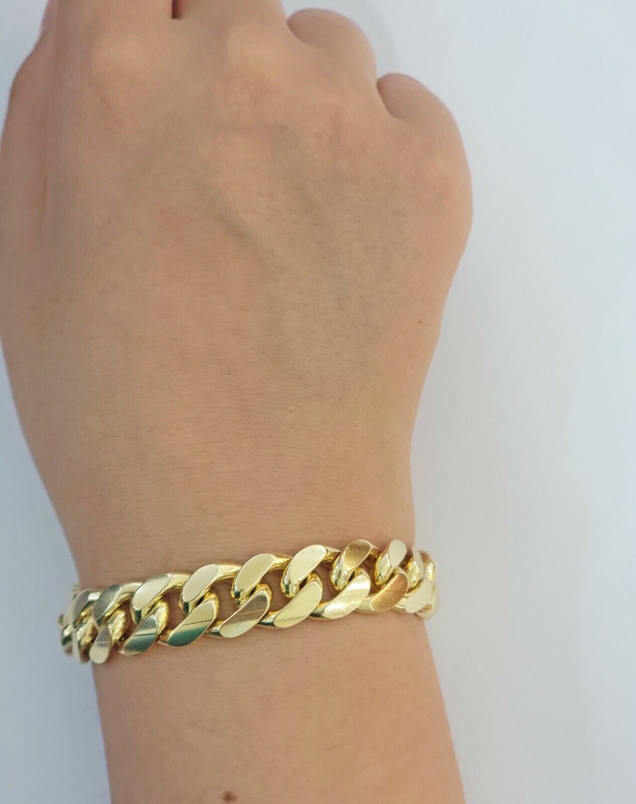 Solid Real 14k Gold Miami Cuban Link Bracelet 13mm 9" Inch 10kt Christmas Deal - GoldenlinQ