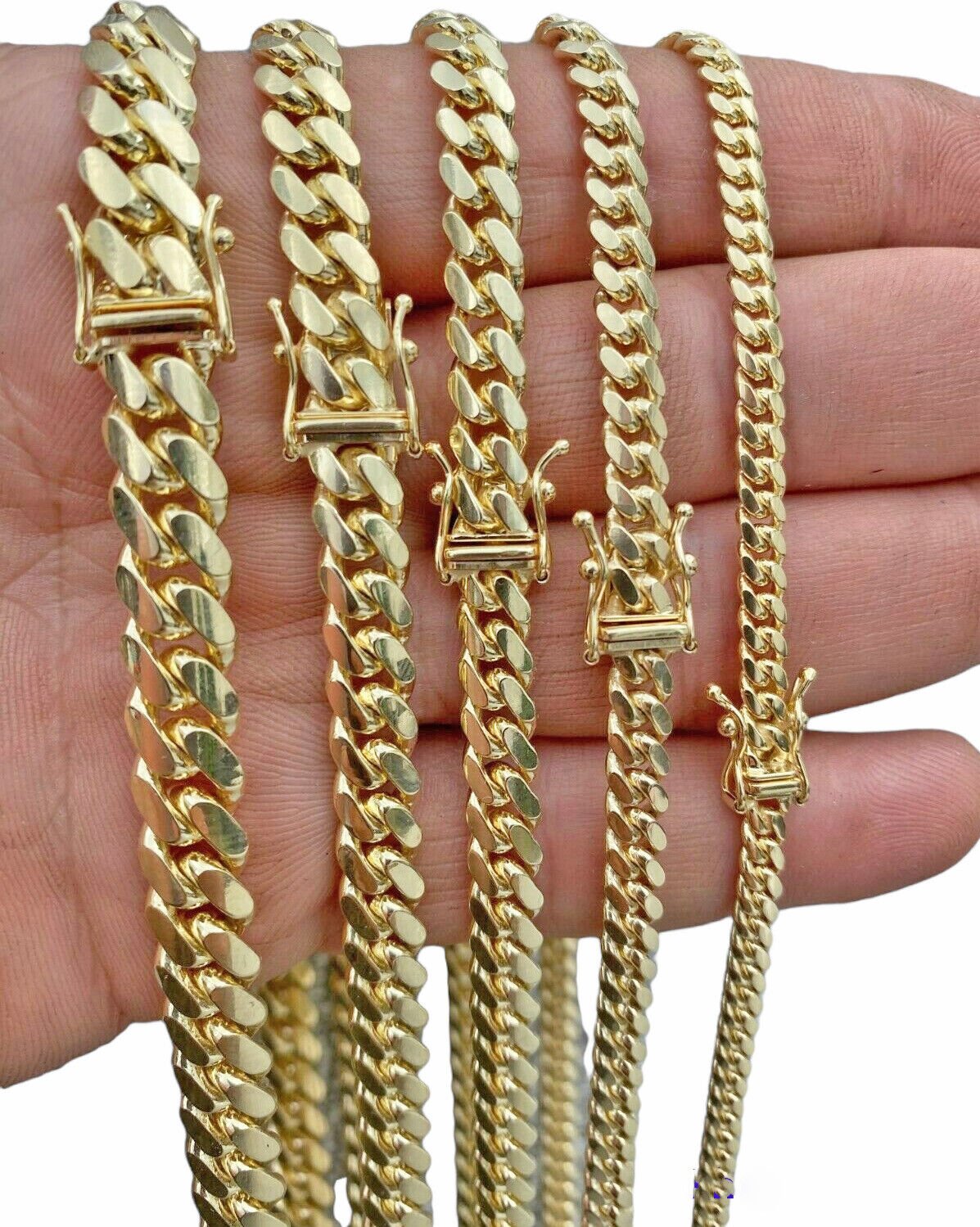 Solid Real 14k Gold Miami Cuban Link Chain Necklace 6mm 7mm 8mm 20" - 28" 14kt Men - GoldenlinQ