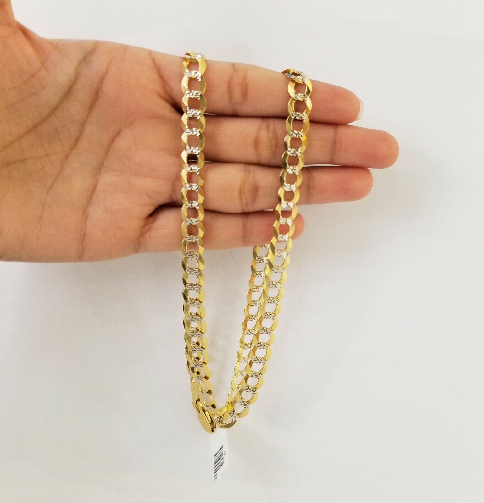 Solid REAL Yellow Gold 10k Cuban Curb Link necklace 8mm gold chain w diamond cut - GoldenlinQ