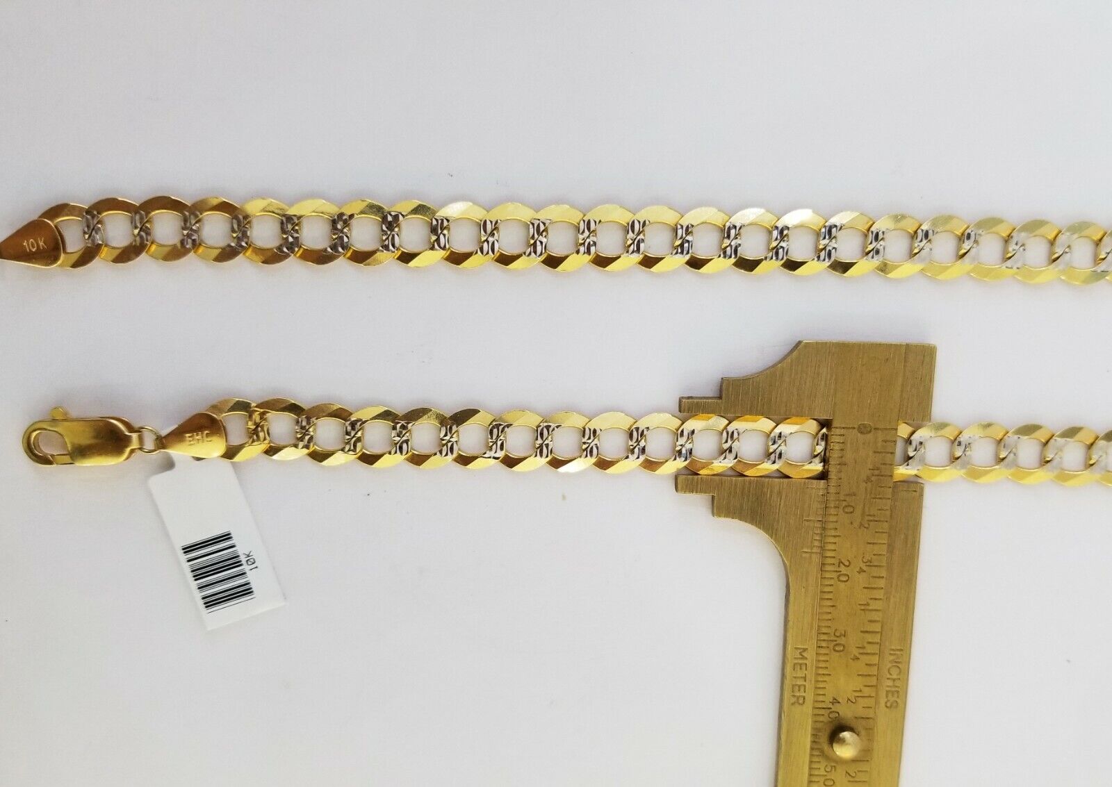 Solid REAL Yellow Gold 10k Cuban Curb Link necklace 8mm gold chain w diamond cut - GoldenlinQ