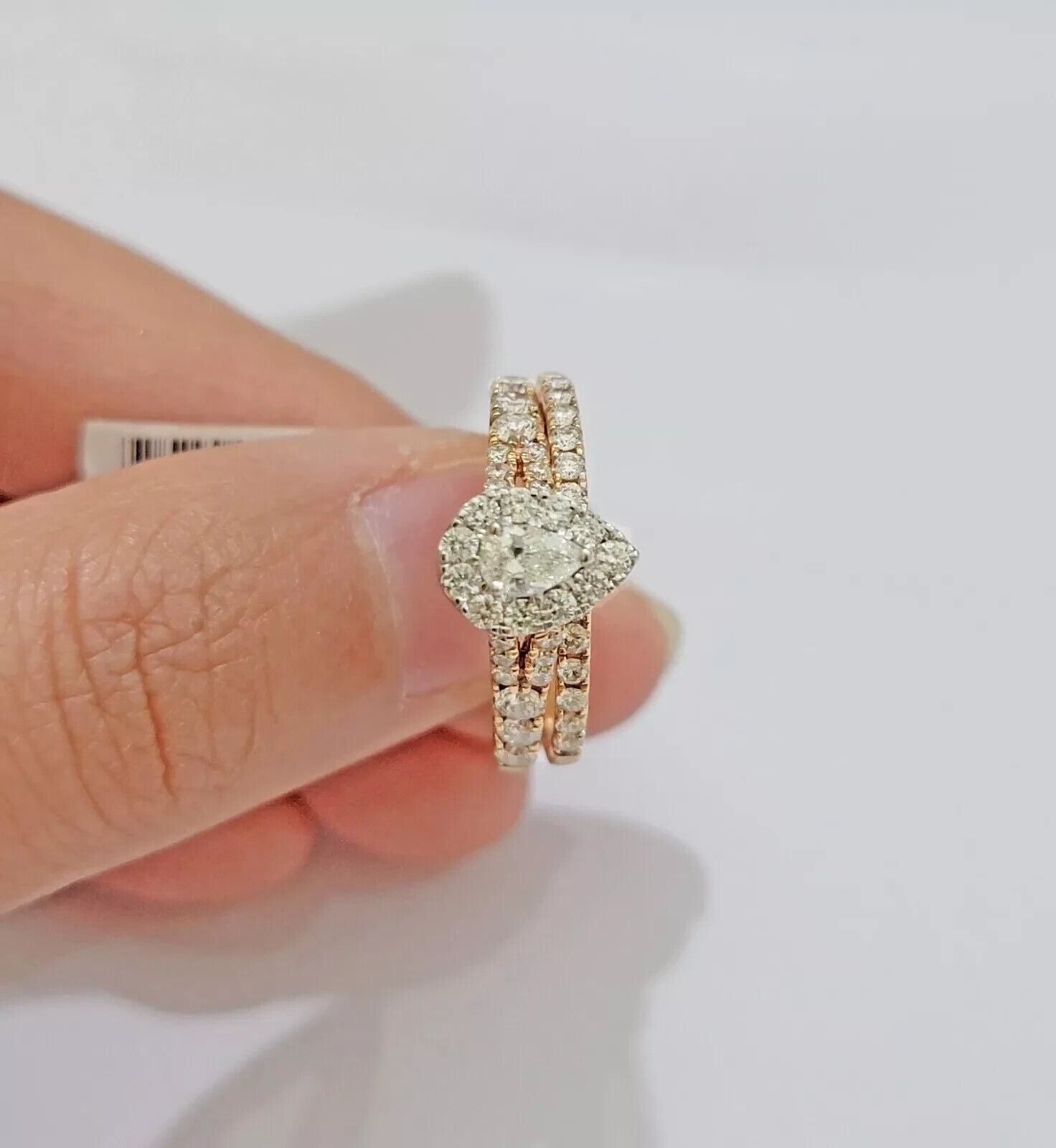Tear Drop / Pear shape Ladies Diamond Ring GENUINE 1CT Diamond 14k Rose Gold SET - GoldenlinQ