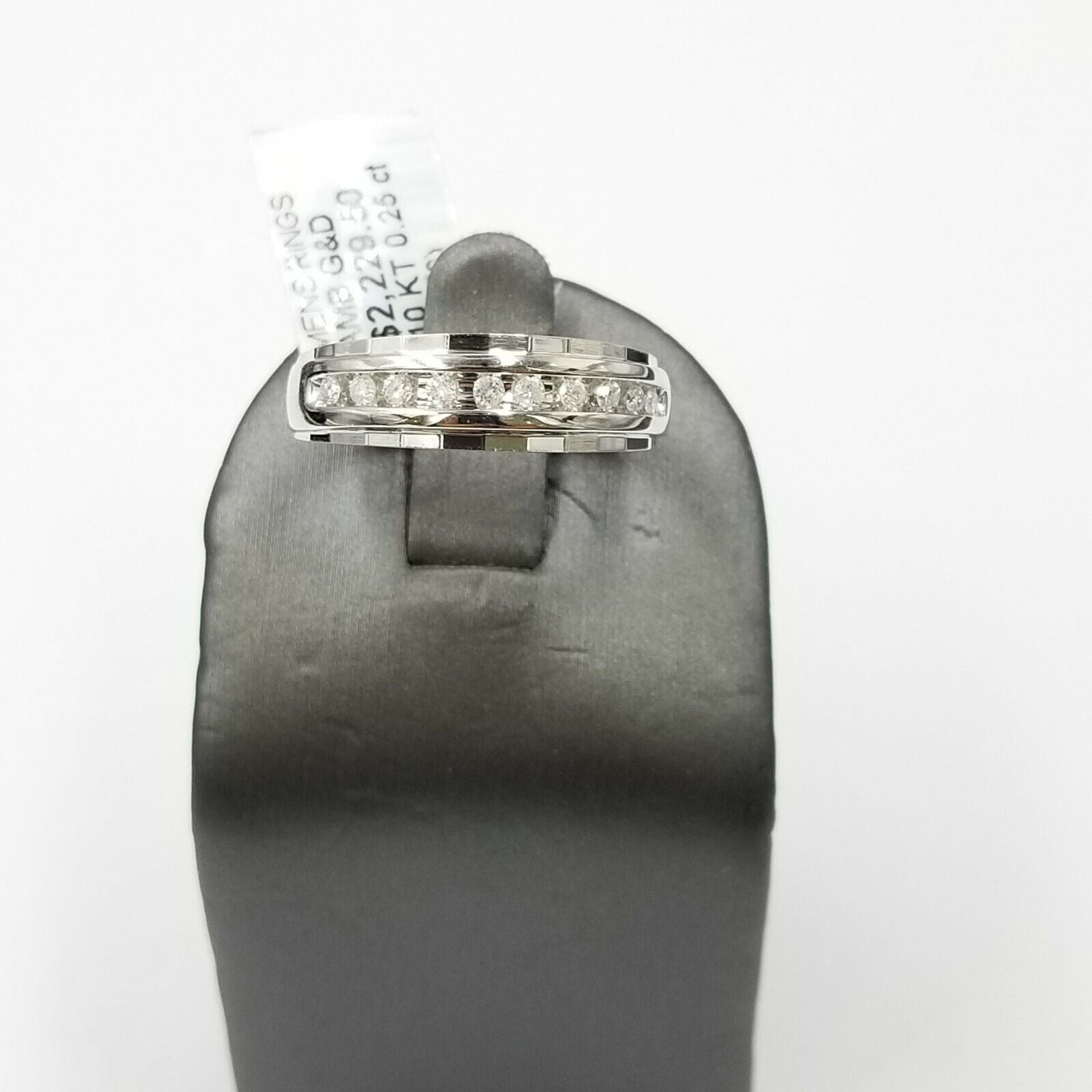 White 10K Gold Diamond Wedding Ring Band Diamond Cut Men Ring 0.25 CT - GoldenlinQ