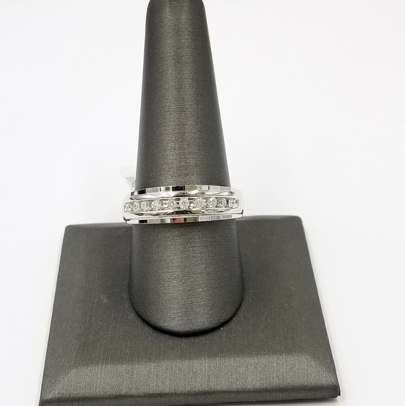 White 10K Gold Diamond Wedding Ring Band Diamond Cut Men Ring 0.25 CT - GoldenlinQ